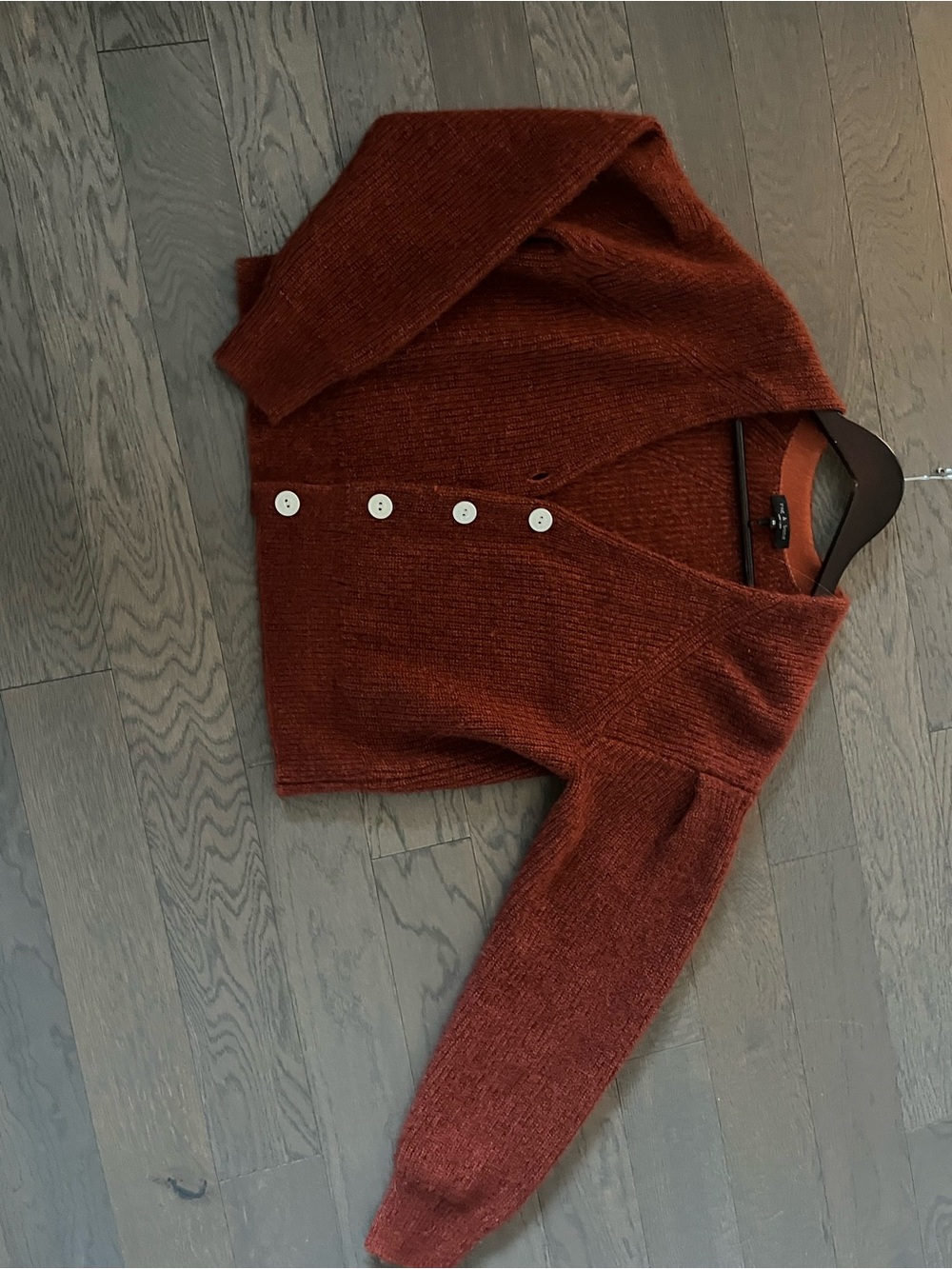 rag & bone Rust Button-Front Knit Cardigan - Picture 3 of 4